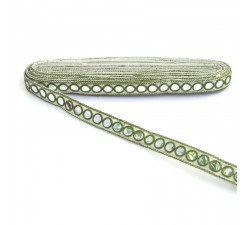 Braid Mirrors braid - Khaki and white - 18 mm