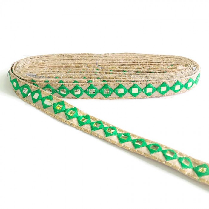 Embroidery Mirrors braid - Green - 25 mm