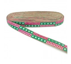 Galons Galon sequins rose et vert - 25 mm