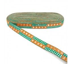 Galons Galon sequins jaune et vert - 25 mm