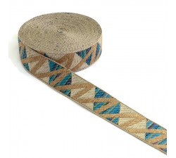 Rubans Ruban Zigzag bleu - 30 mm