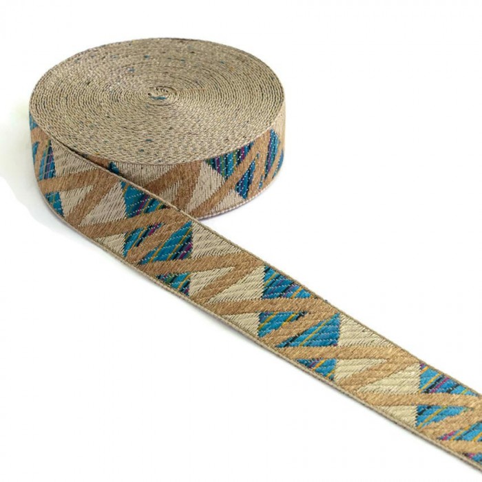 Ribbons Zig zag blue woven ribbon - 30 mm