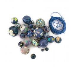 "Short round" necklace kit Kit collier Short round bleu marine Babachic by Moodywood