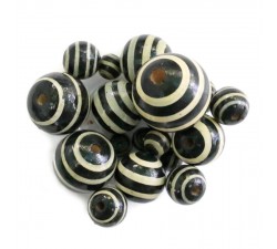 Stripes Wooden beads - Stipes - Black and white Babachic by Moodywood