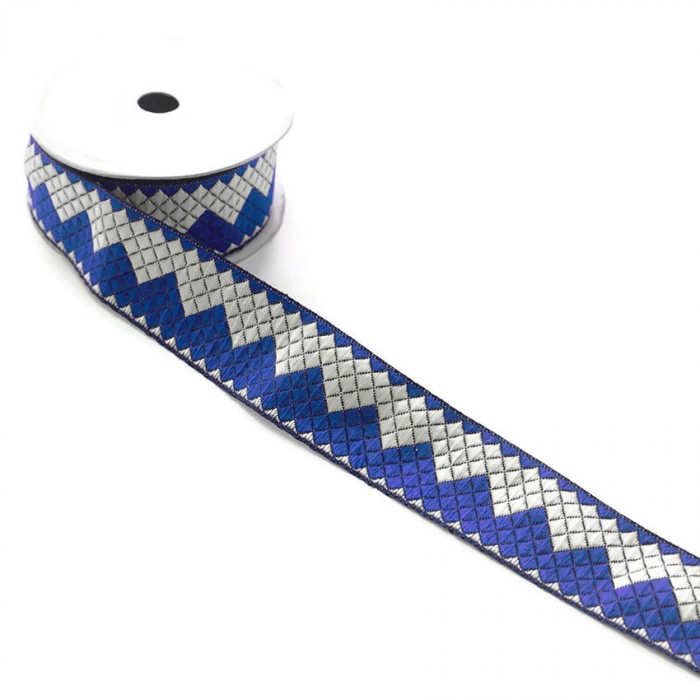 Ribbons Zigzag ribbon - Blue and white - 40 mm
