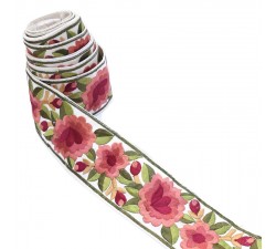 Broderies Bordure Fleurie, fil de soie - Vieux rose - 55 mm babachic