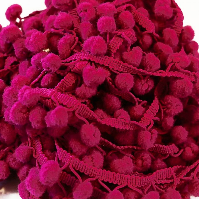 The mediums Pompom braid - Raspberry - 25 mm babachic