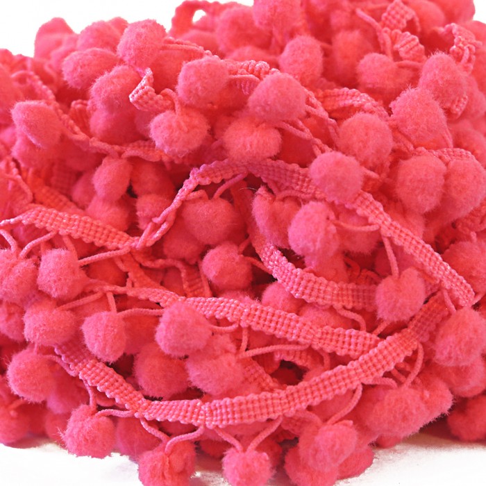 The mediums Pompom braid - Nacarat pink - 25 mm babachic