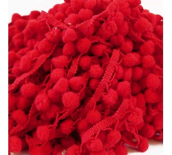 Les moyens Galon Pompons - Rouge - 25 mm babachic