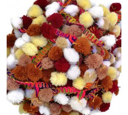 Les grands Galon Pompons XL - Marron, beige, blanc, jaune pâle et bordeaux - 45 mm babachic