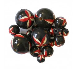 Flowers Wooden beads - Starfish - Black and red Babachic by Moodywood