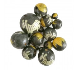 Animals Wooden beads - Zebra - Grey and yellow Babachic by Moodywood