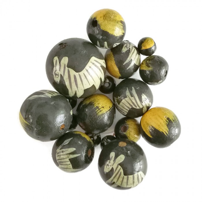Animals Wooden beads - Zebra - Grey and yellow Babachic by Moodywood