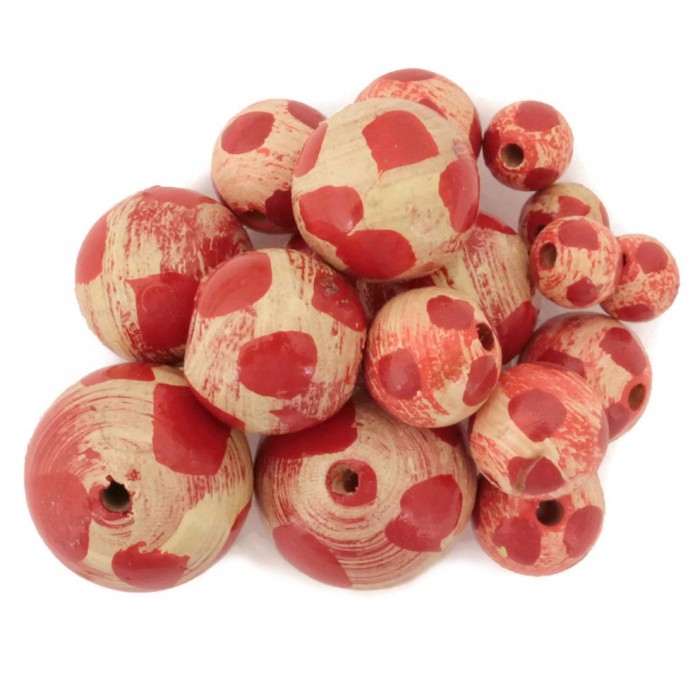 Moon Wooden beads - Moon - Beige and red Babachic by Moodywood