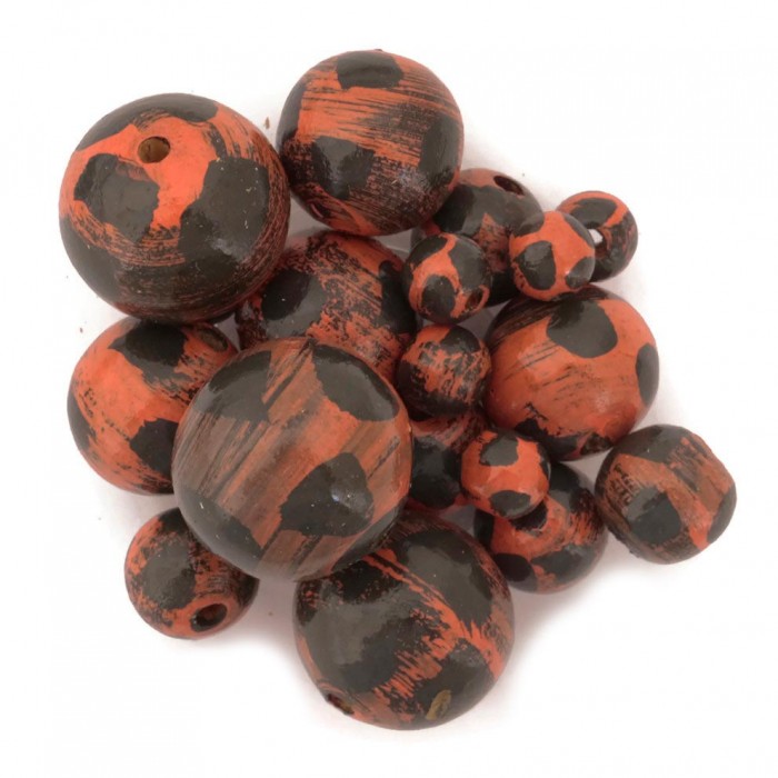 Moon Wooden beads - Moon - Orange and black Babachic by Moodywood