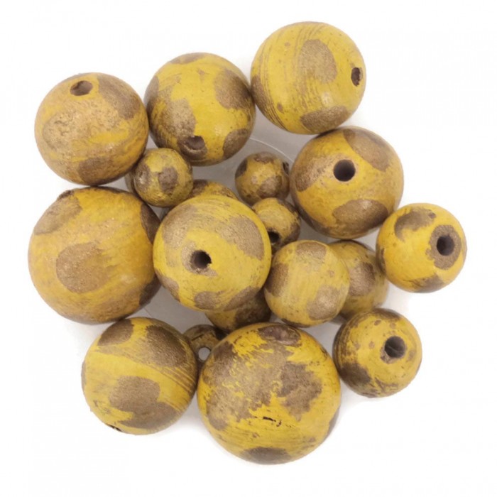 Moon Wooden beads - Moon - Yellow and gold Babachic by Moodywood