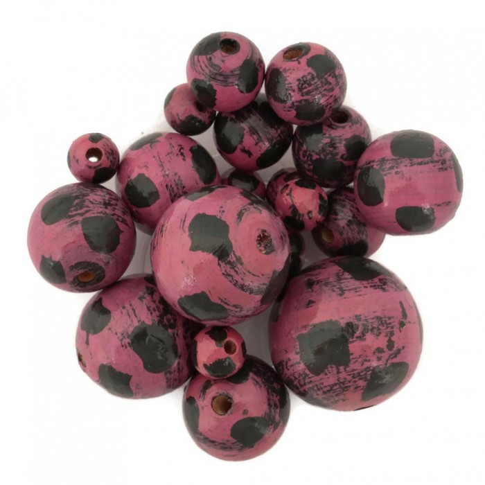 Lune Perles en bois - Lune - Magenta et noir Babachic by Moodywood