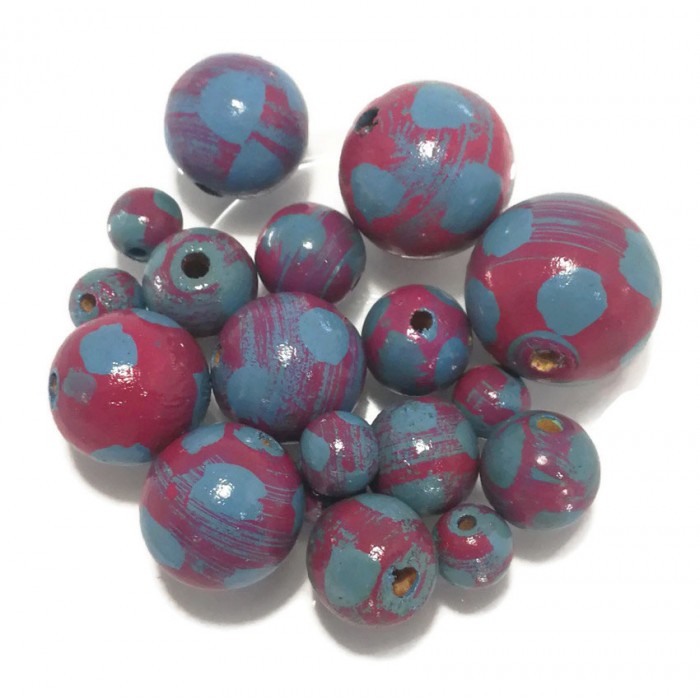 Lune Perles en bois - Lune - Magenta et turquoise Babachic by Moodywood