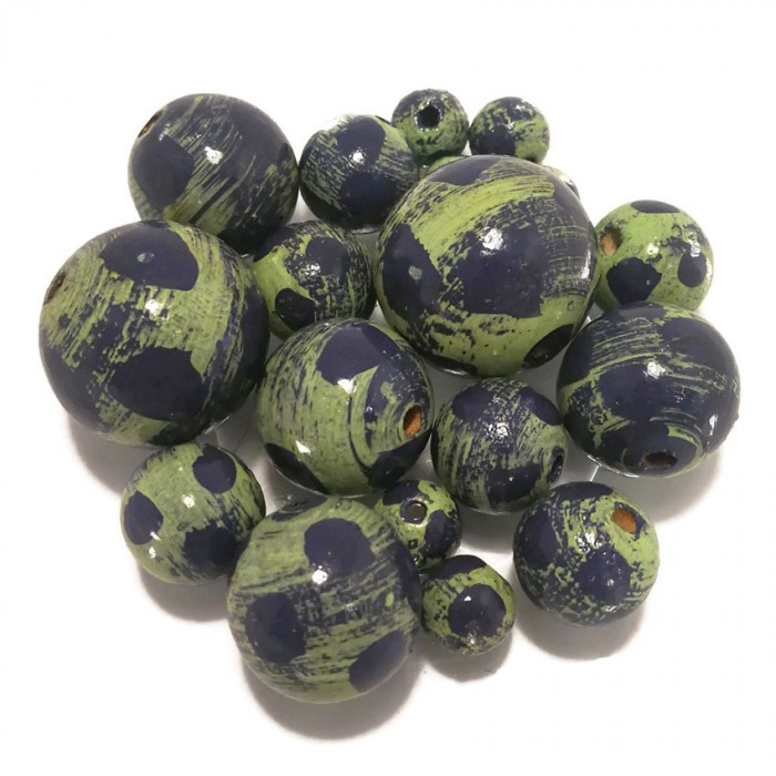 Moon Wooden beads - Moon - Green and blue Babachic by Moodywood