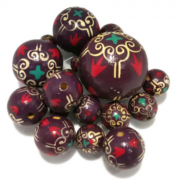 Royal Royal wooden beads - Eggplant Babachic by Moodywood
