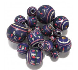Chandelle Lantern wooden beads - Pink and blue Babachic by Moodywood