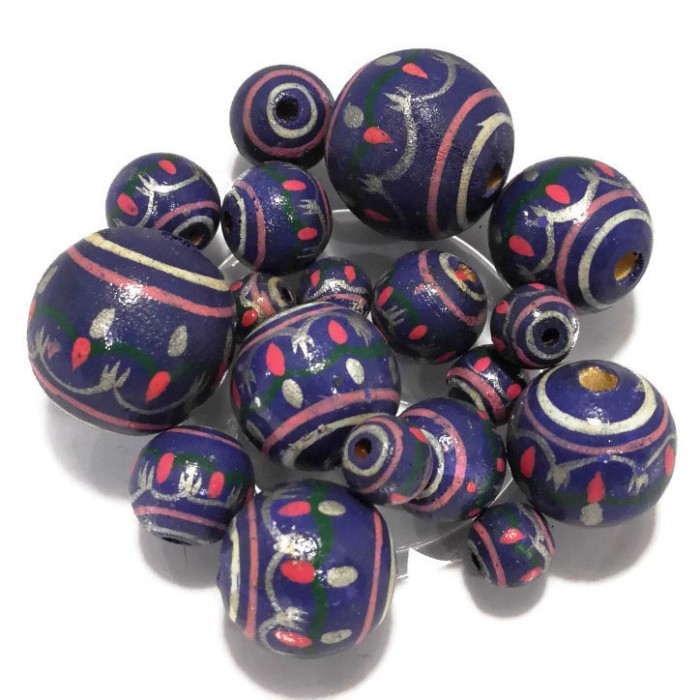 Chandelle Lantern wooden beads - Pink and blue Babachic by Moodywood