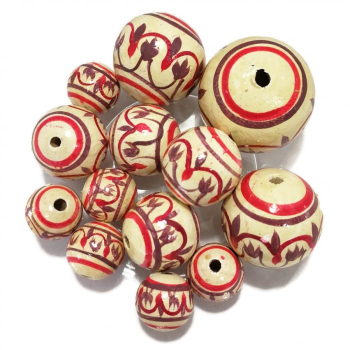Lantern Lantern wooden beads - White, red and eggplant Babachic by Moodywood