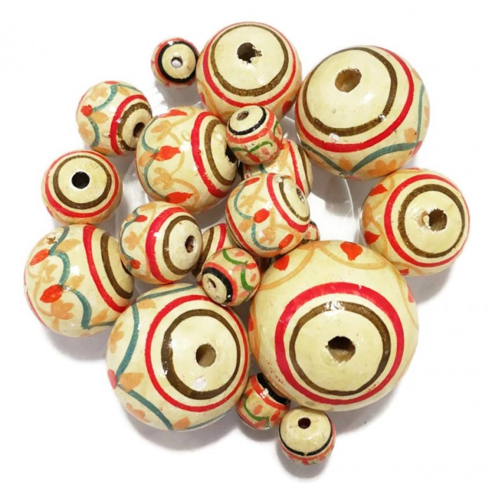 Lantern Lantern wooden beads - White, red and orange Babachic by Moodywood