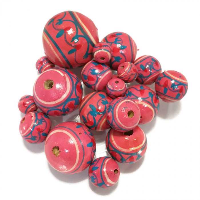 Lantern Lantern wooden beads - Pink Babachic by Moodywood