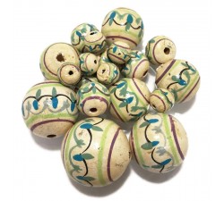 Lantern Lantern wooden beads - Antic white and blue Babachic by Moodywood