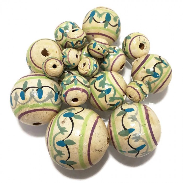 Lanterne Perles en bois Lanterne - Blanc antique et bleu Babachic by Moodywood