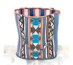 Broderies Galon brodé Pérou noir et bleu - 90 mm babachic