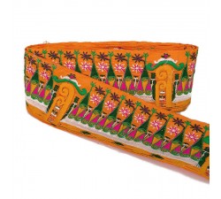 Embroidery Indian border - Orange - 90 mm babachic