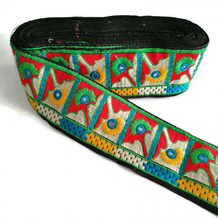 Broderies Broderie Ethnique - Noir, orange et bleu - 75 mm Babachic by Moodywood