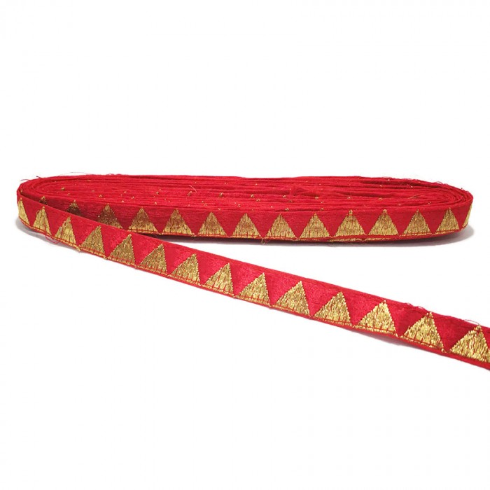 Braid Red ribbon with golden triangles - 15 mm Babachic by Moodywood