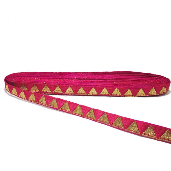 Braid Fushia ribbon with golden triangles - 15 mm Babachic by Moodywood