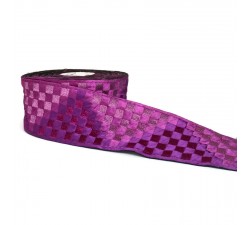 Broderies Large galon tissé en forme de pixels couleur magenta - 65 mm de largeur babachic
