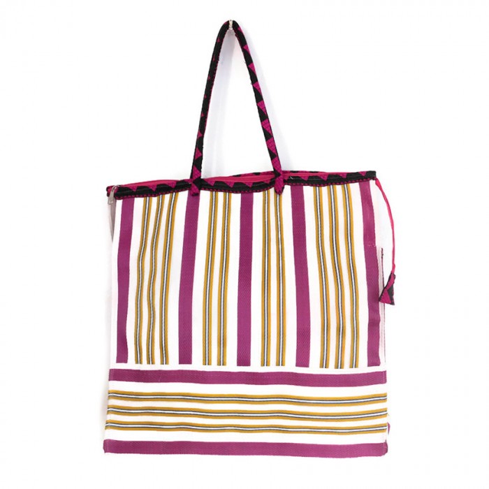 Tote bags Fuchsia, yellow and white square classic tote bag Babachic by Moodywood