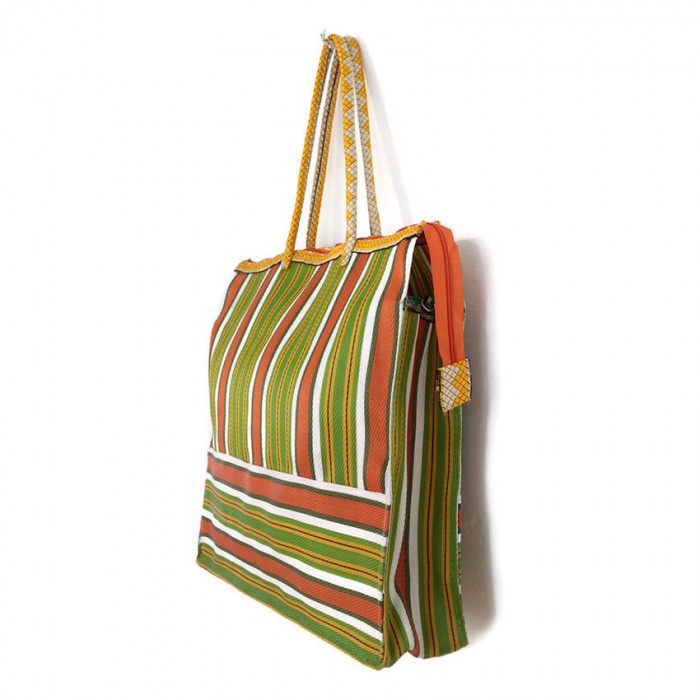 Tote bags Cabas classique carré rayures orange et vert Babachic by Moodywood