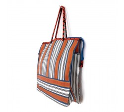 Blue and orange square classic tote bag