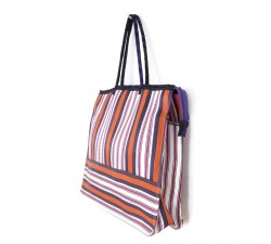 Tote bags Bolsa clásica reciclada con rayas rosa, naranja y morada Babachic by Moodywood