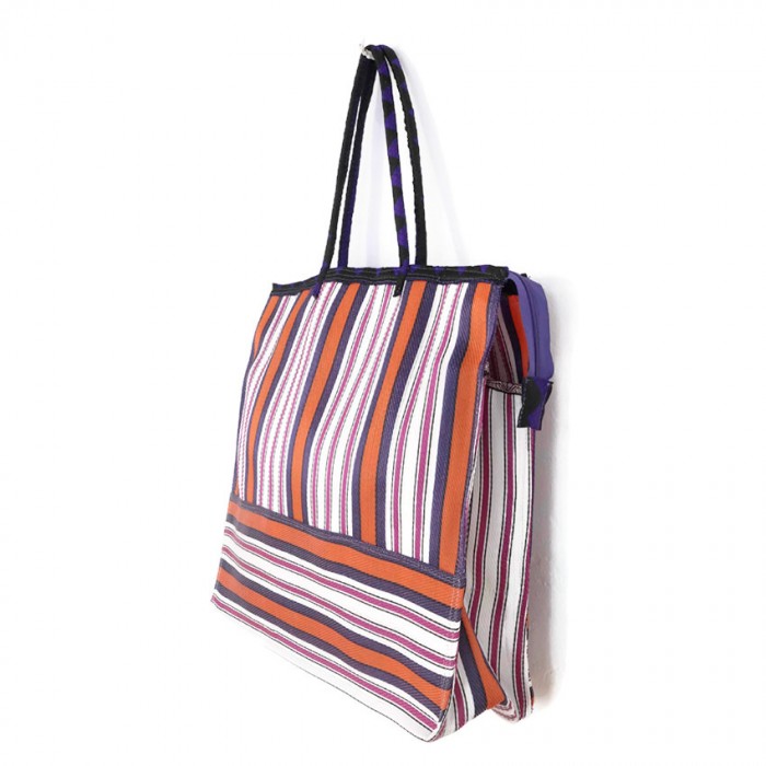 Tote bags Cabas classique carré rayures rose, orange et violet Babachic by Moodywood