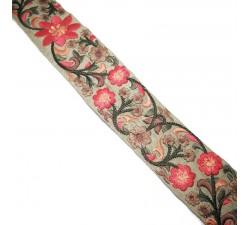 Embroidery Silk border beige and pink - 50 mm babachic