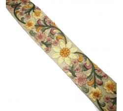 Embroidery Silk border beige and yellow - 50 mm babachic