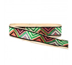 Embroidery Green, black and orange zigzag border - 45 mm babachic