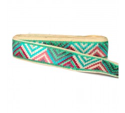 Embroidery Pink and blue zigzag border - 45 mm babachic