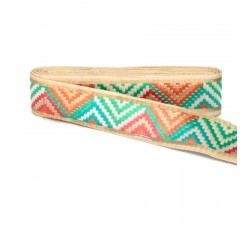 Broderies Ganse zig zag turquoise et rose - 45 mm babachic