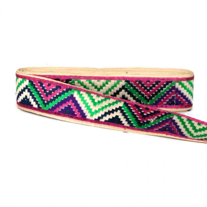 Bordado Cinta de zigzag magenta y verde - 45 mm babachic