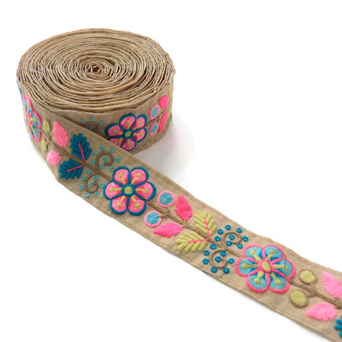 Broderies Broderie Mexicaine rose - 50 mm babachic