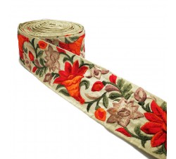 Embroidery Embroidered border in orange and beige silk 7 cm wide Babachic by Moodywood